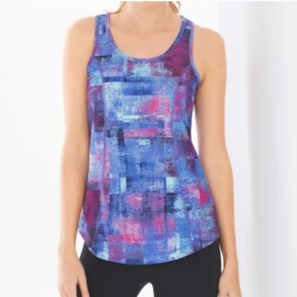 Soma Sport Prism Blue Sea Print Mesh Racerback Tank Top Size S EUC